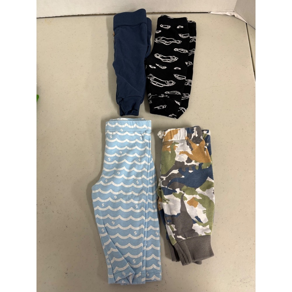 Carters Fisher-Price Tic Tac Toe Baby Pants Bundle 0-3M 3-6M Blue Camo‎ Cars 4PK
